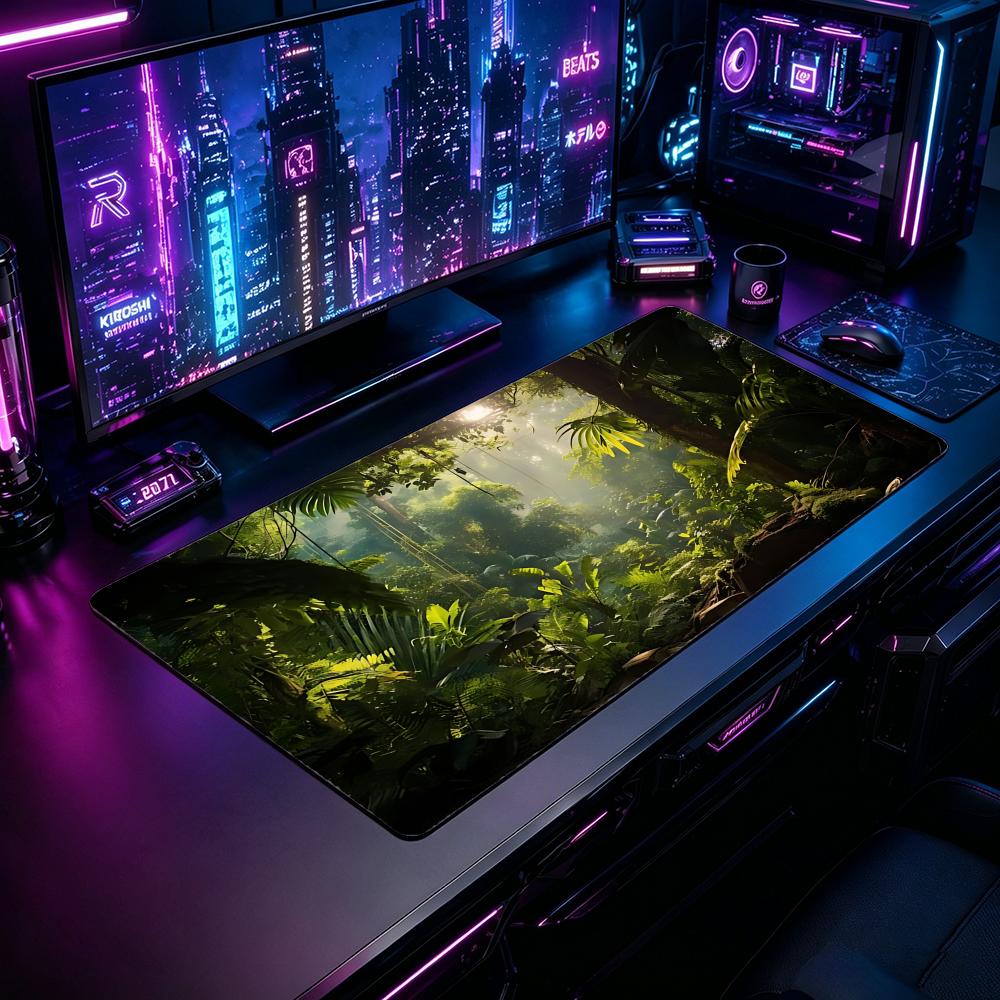 Desk Setup Natural - Nature TTropical rainforesting Mouse Pad XXL