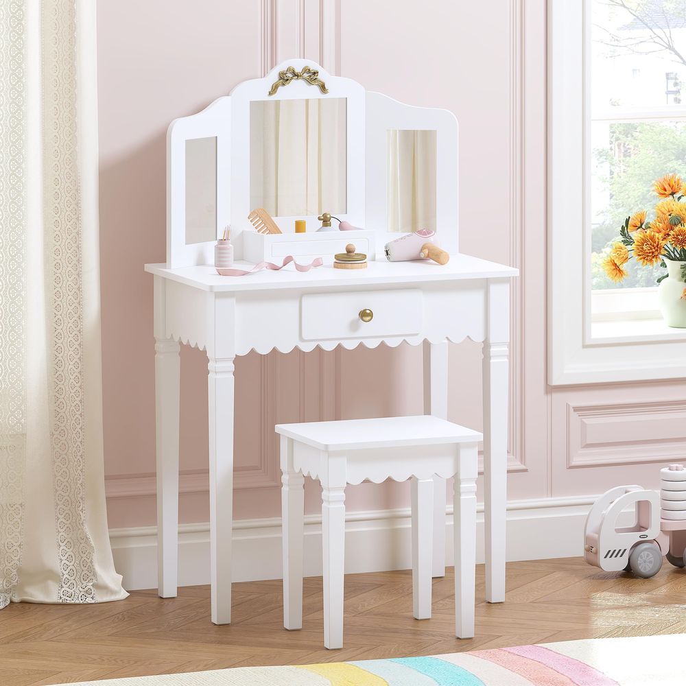 Desk Setup Kids - Kids Vanity Set with Mirror and