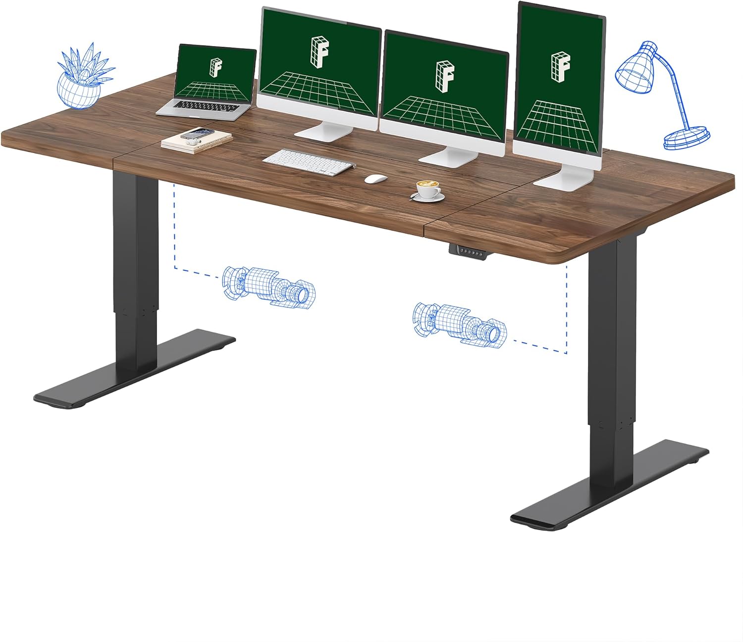 Desk Setup For Office - Electric Standing Desk with Dual Motor,