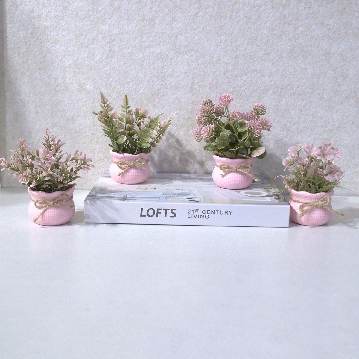 Mini Artificial Pink Series Fl - Desk Setup Plant ulasan dan harga