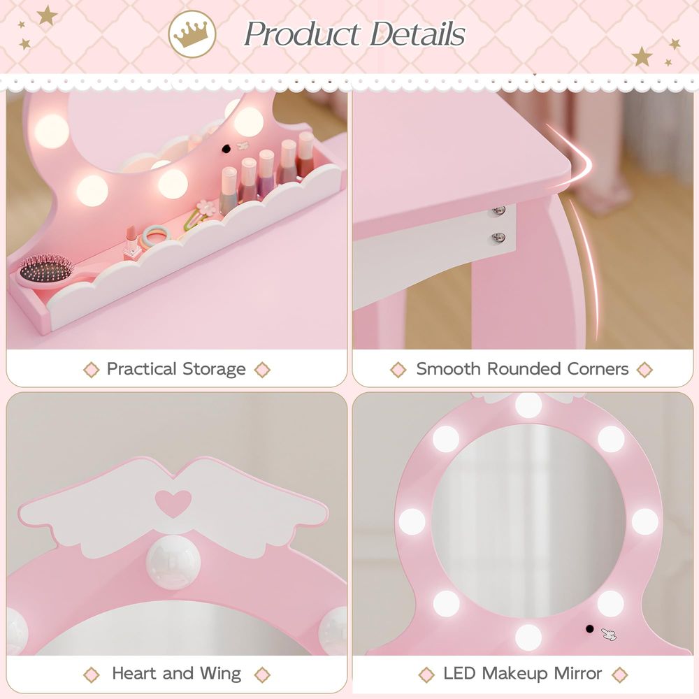 Kids Vanity Set with Lighted M - Desk Setup Kids ulasan dan harga