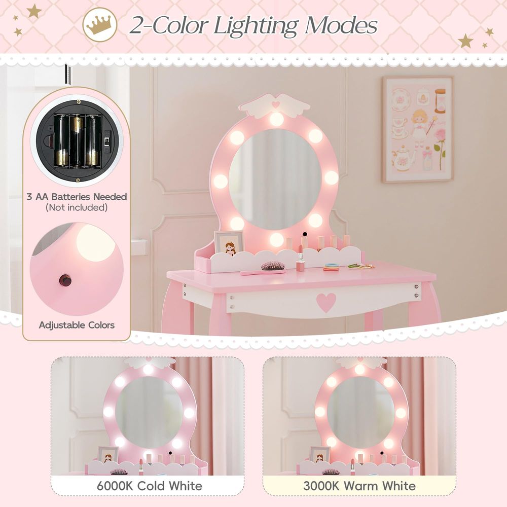 Kids Vanity Set with Lighted M - Desk Setup Kids ulasan dan harga