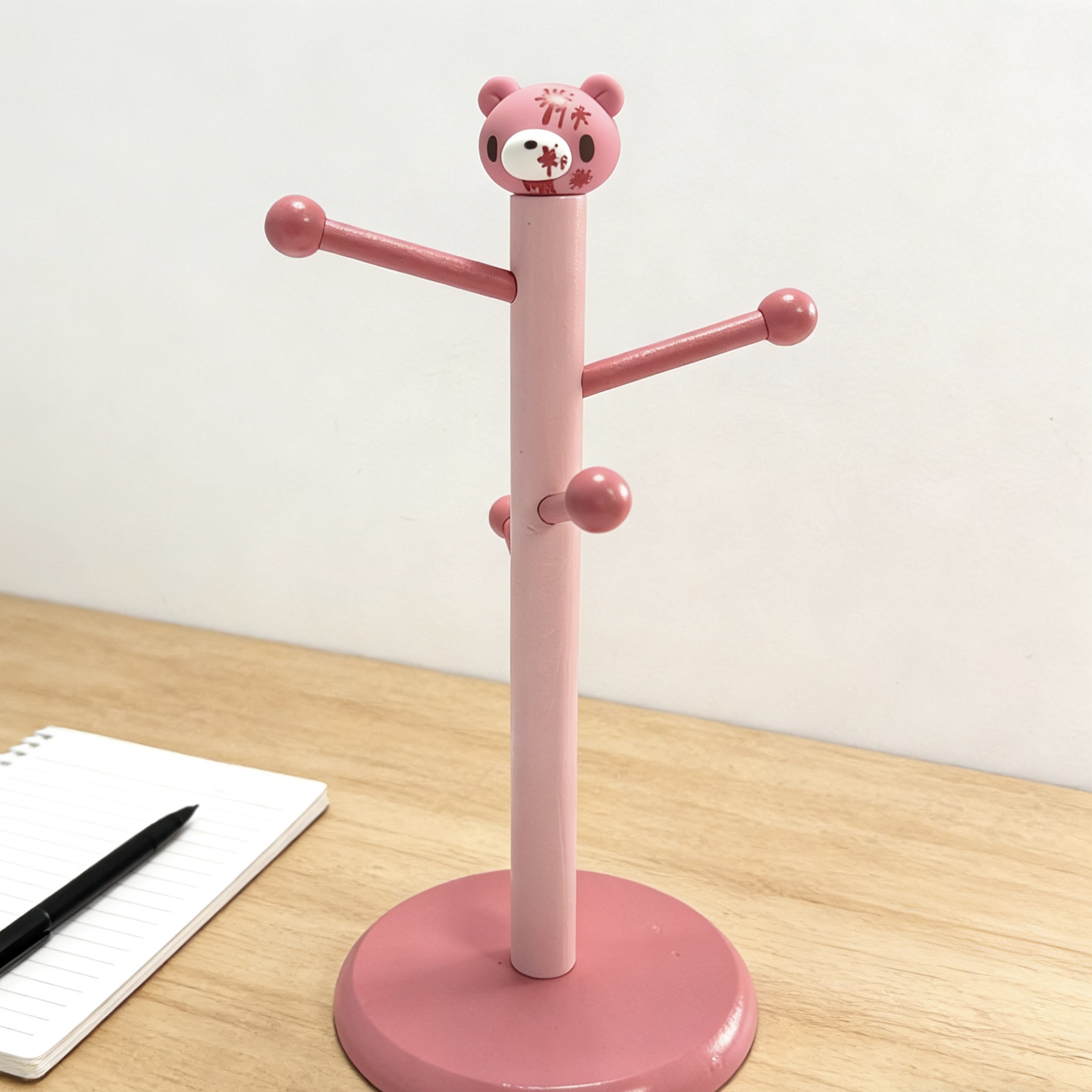 Cute Pink  Bear Wooden Jewelry - Desk Setup Cute ulasan dan harga