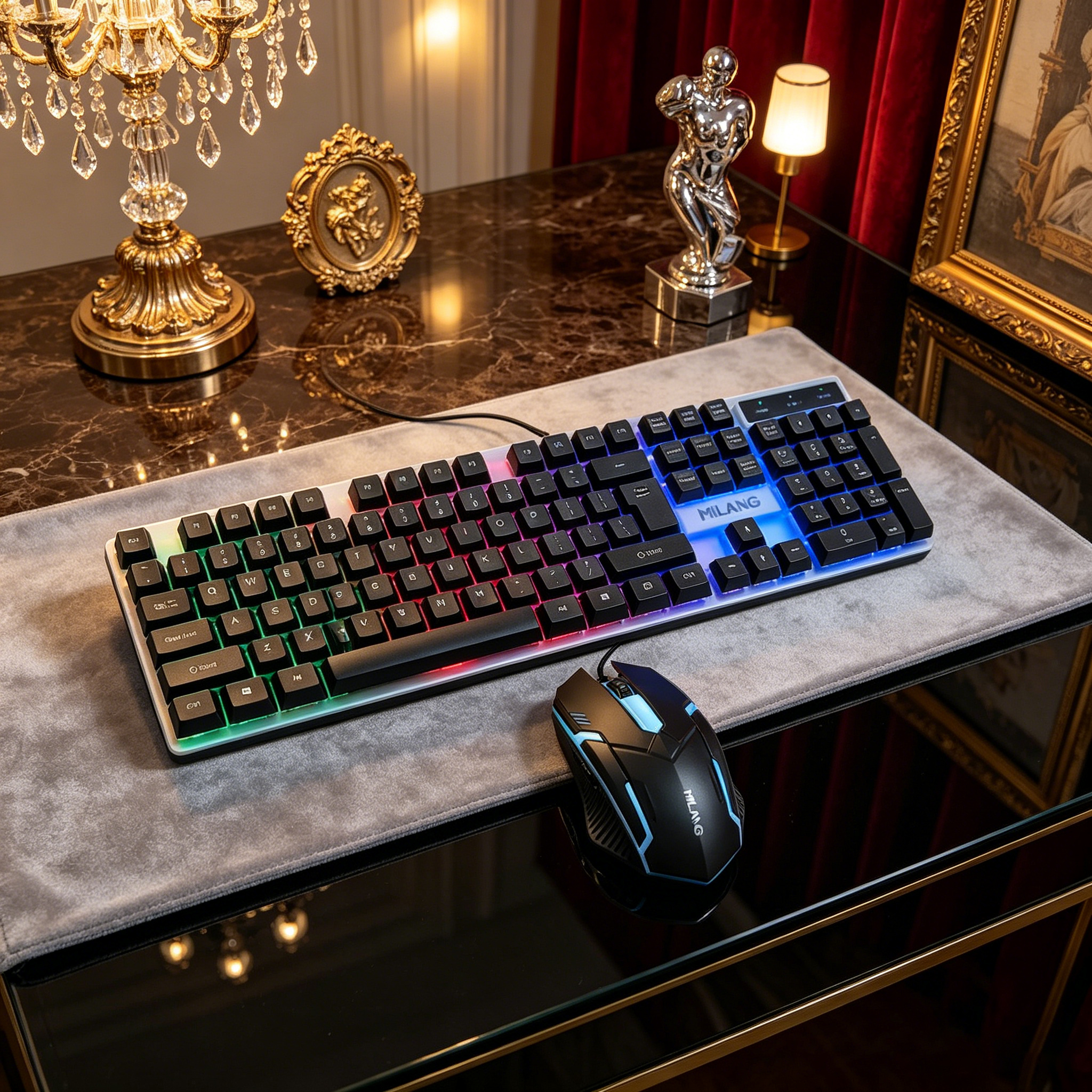 Wired RGB Backlit Keyboard Mou - Desk Setup Tech ulasan dan harga