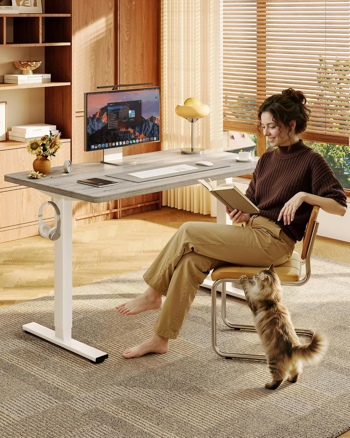 One-Piece Electric Height Adju - Desk Setup For Office ulasan dan harga
