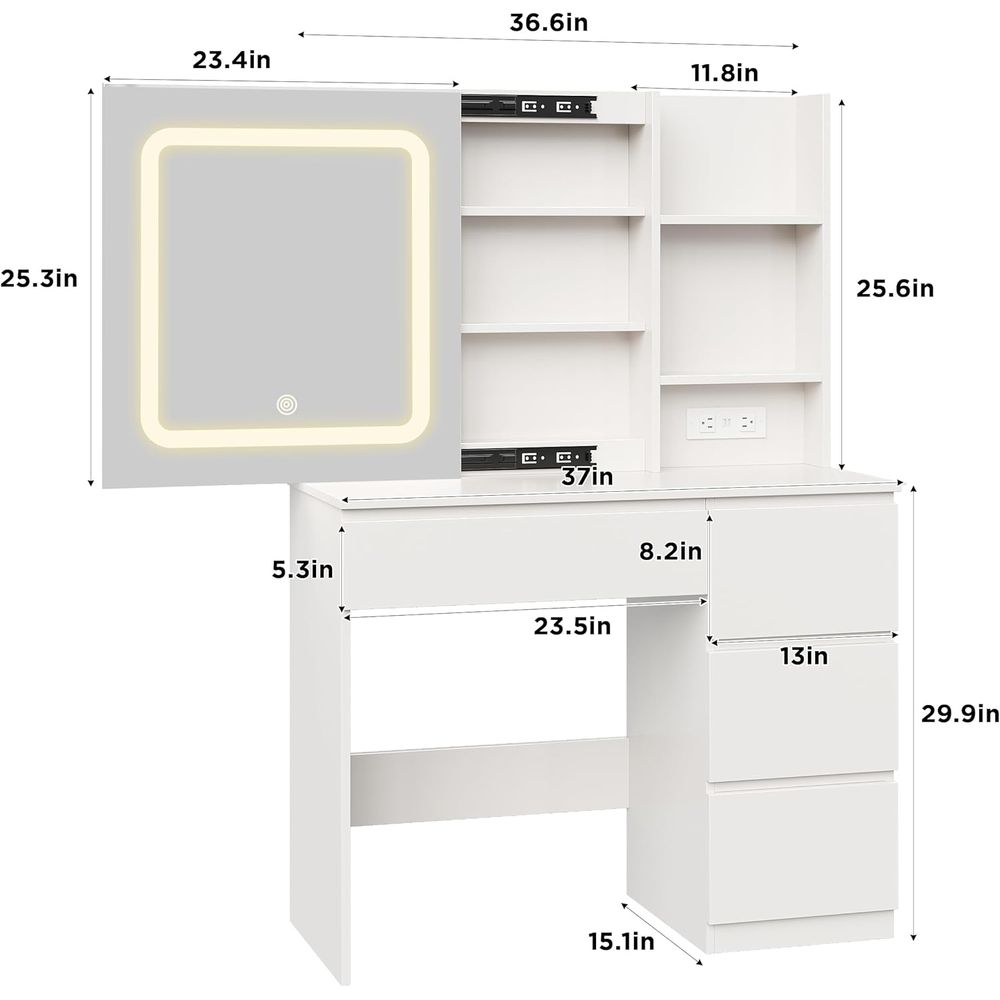 Vabches Make Up Vanity Desk wi - Desk Setup Charging Station ulasan dan harga