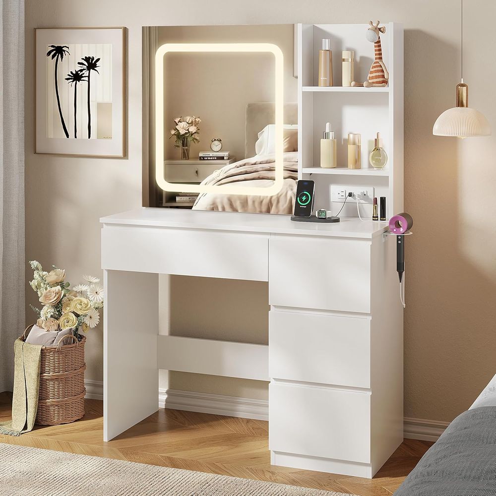 Vabches Make Up Vanity Desk wi - Desk Setup Charging Station ulasan dan harga