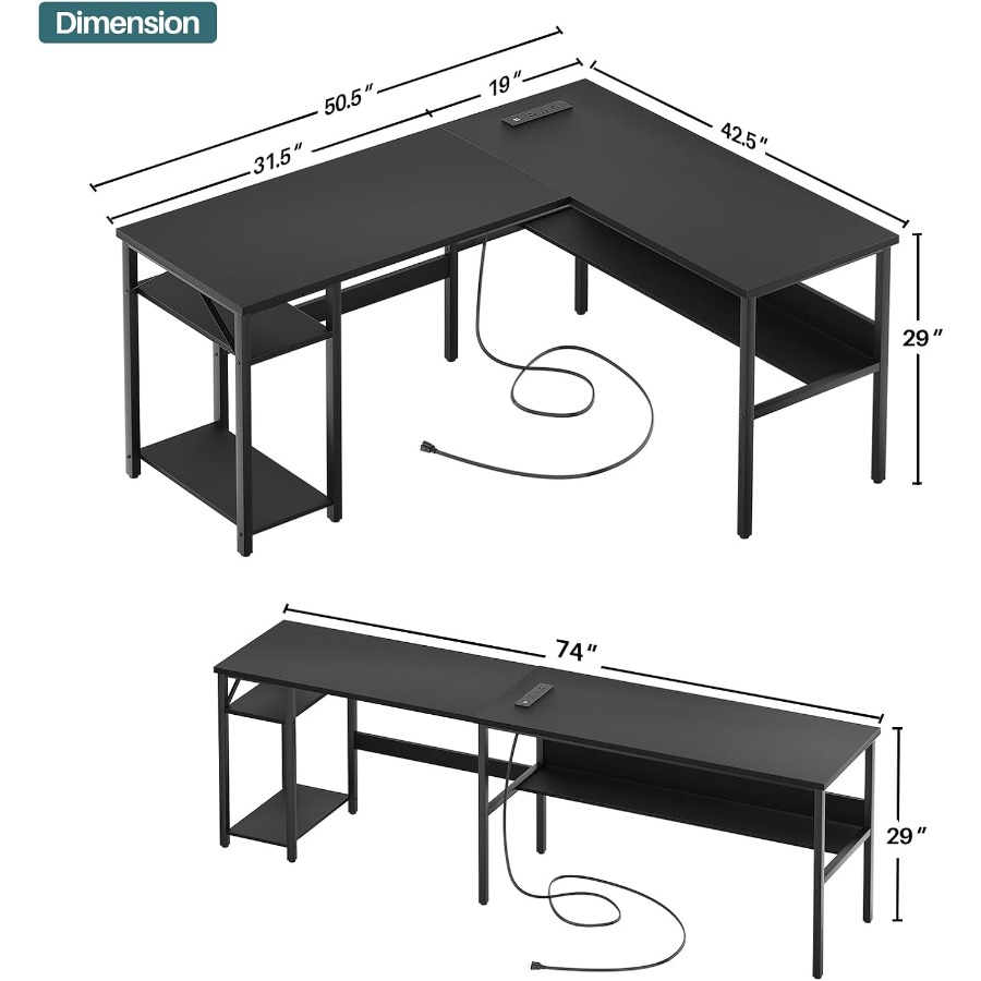 Reversible L Shaped Desk with  - Desk Setup For Office ulasan dan harga