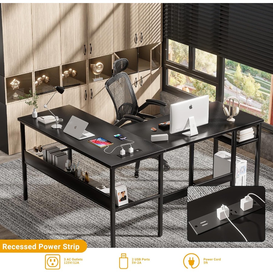 Reversible L Shaped Desk with  - Desk Setup For Office ulasan dan harga