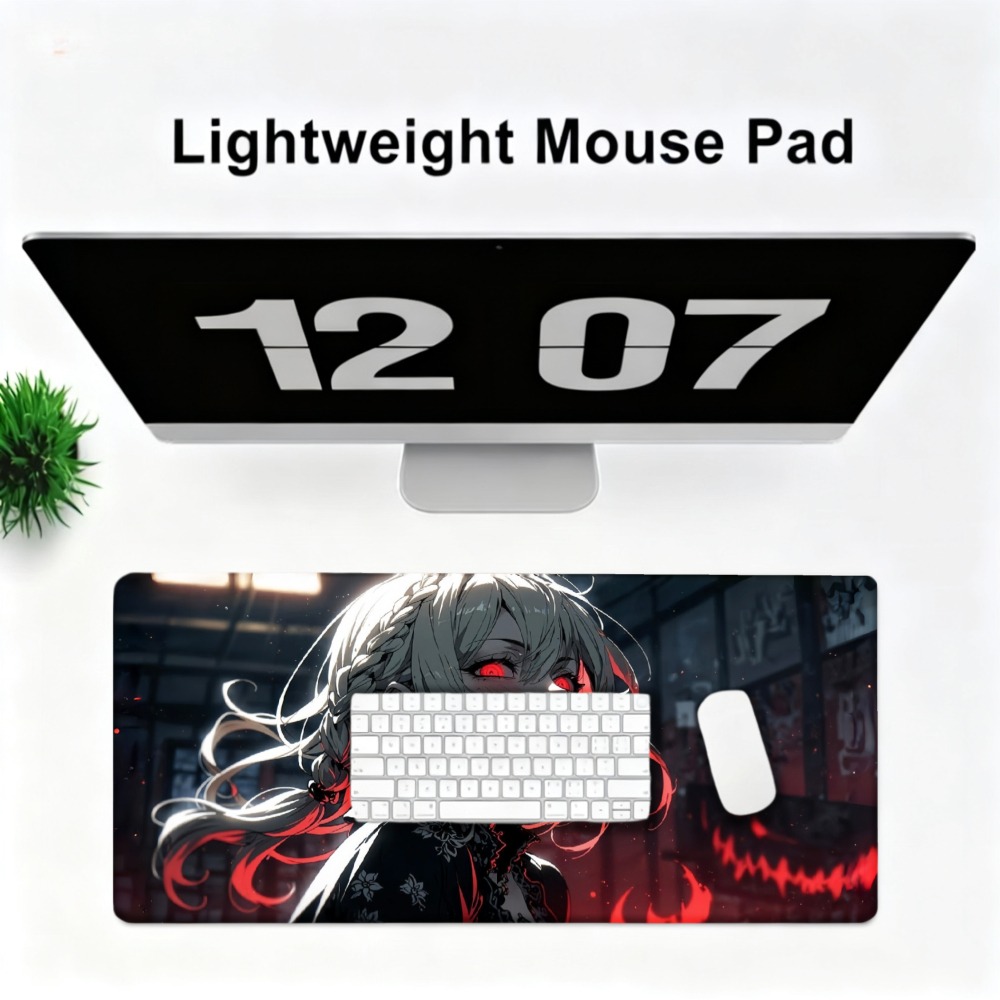 An anime girl with red flames  - Desk Setup Background ulasan dan harga