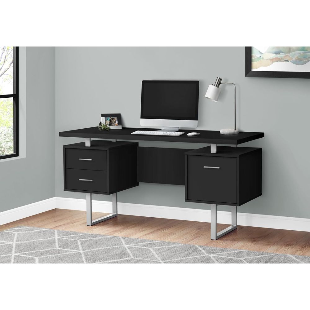 Contemporary 60 Work Desk with - Desk Setup Grey ulasan dan harga
