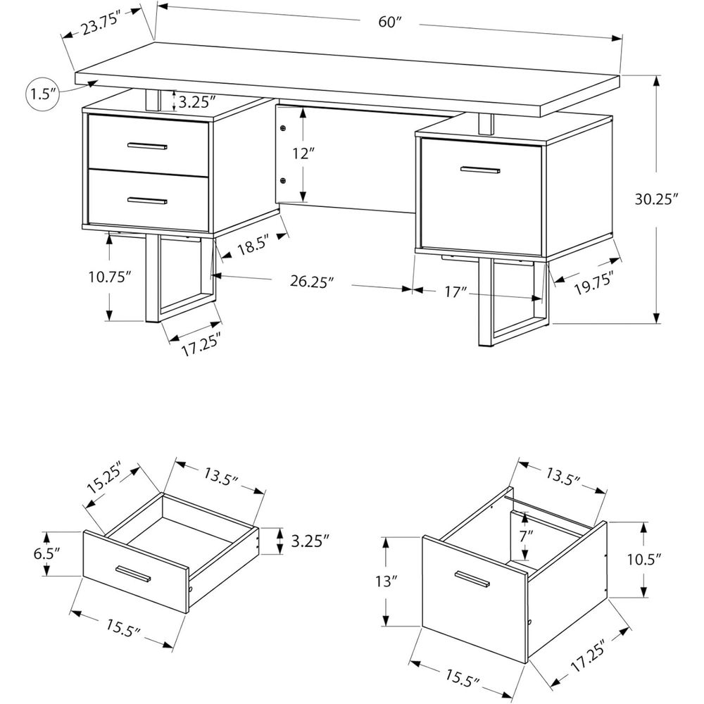 Contemporary 60 Work Desk with - Desk Setup Grey ulasan dan harga