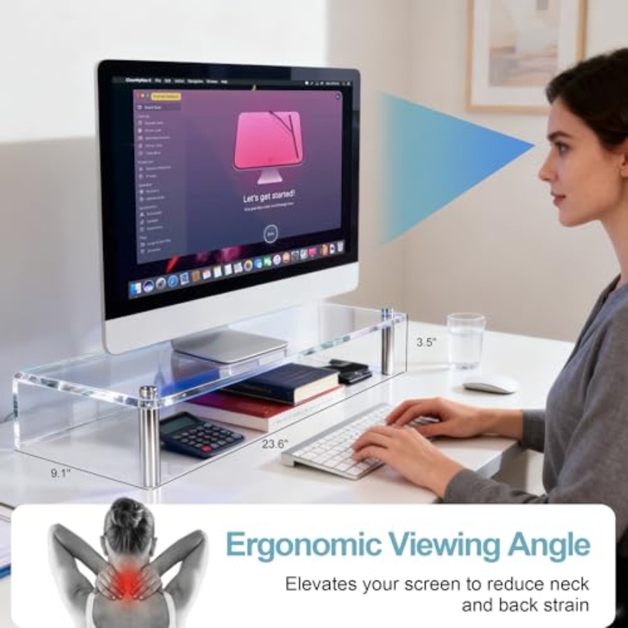 Acrylic Monitor Stand with WRG - Desk Setup Laptop And Monitor ulasan dan harga