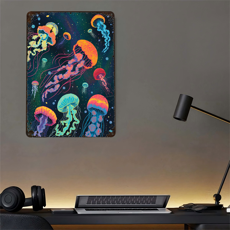 Vibrant Jellyfish in Cosmic Ba - Desk Setup Background ulasan dan harga