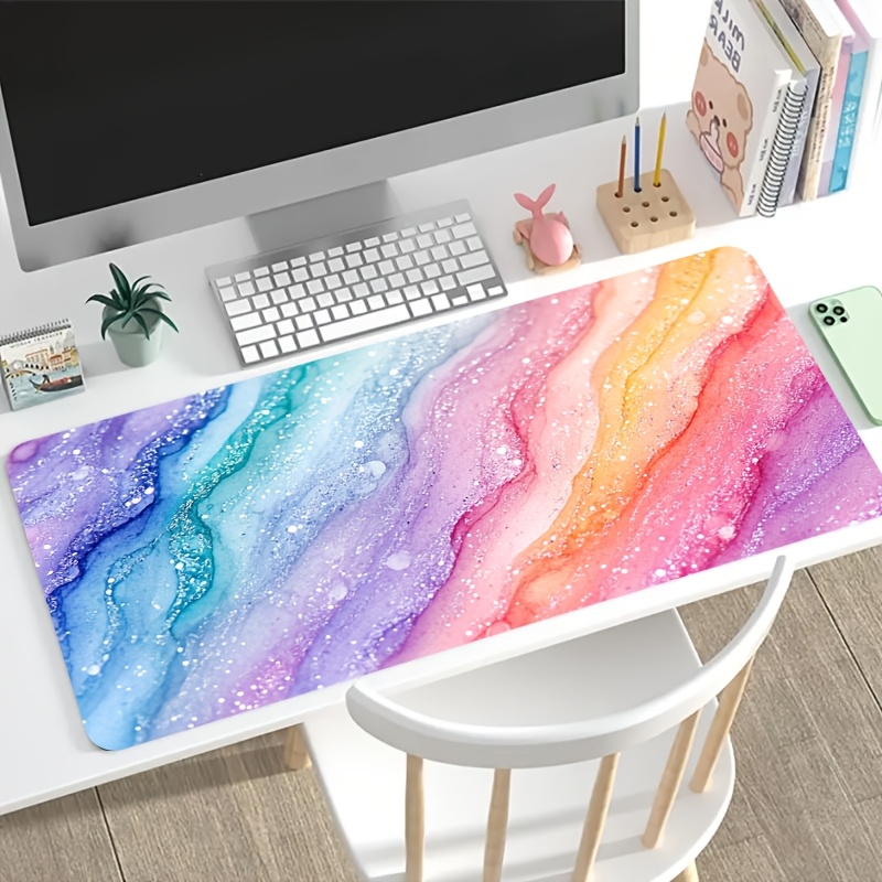 Vibrant Rainbow Glitter Marble - Desk Setup For Office ulasan dan harga