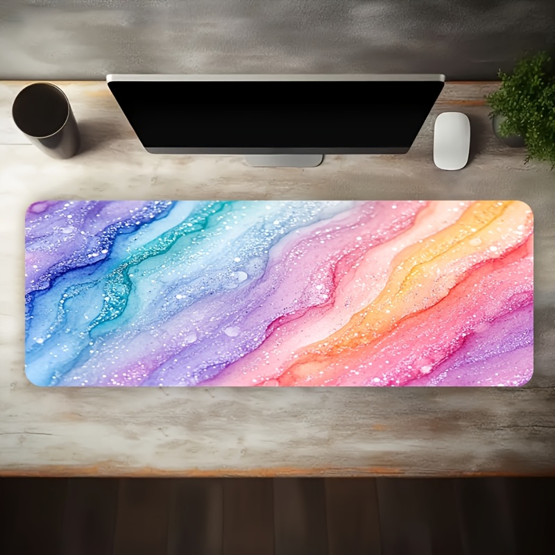 Vibrant Rainbow Glitter Marble - Desk Setup For Office ulasan dan harga