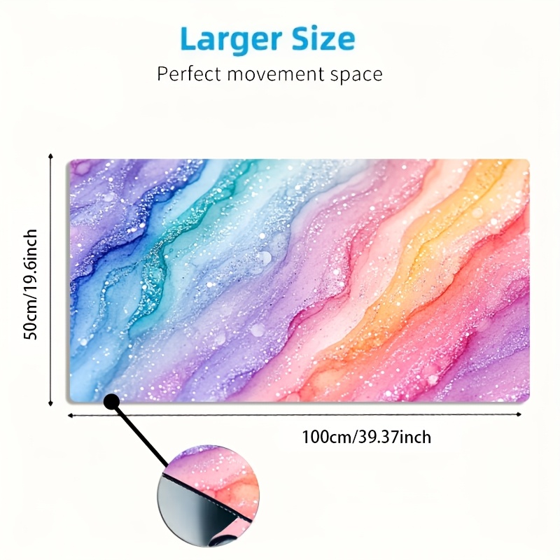 Vibrant Rainbow Glitter Marble - Desk Setup For Office ulasan dan harga