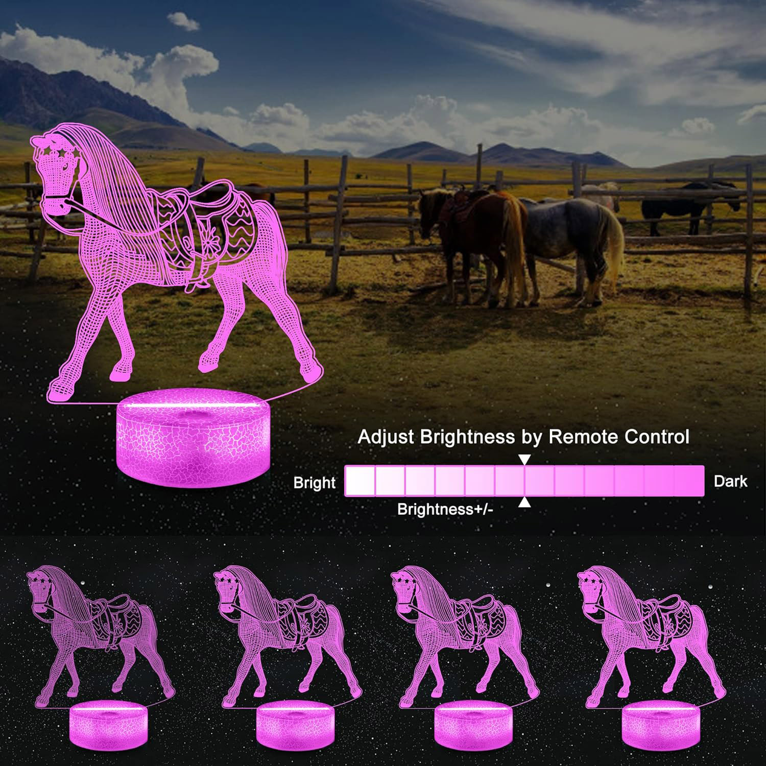 NEW Animal Horse 3D Night Lamp - Desk Setup Diy ulasan dan harga