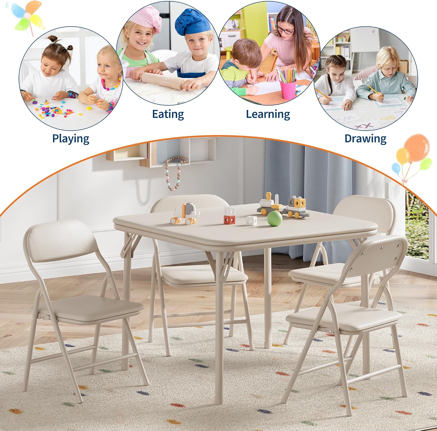 Garvee Kids Table and 2 Chairs - Desk Setup Drawing ulasan dan harga