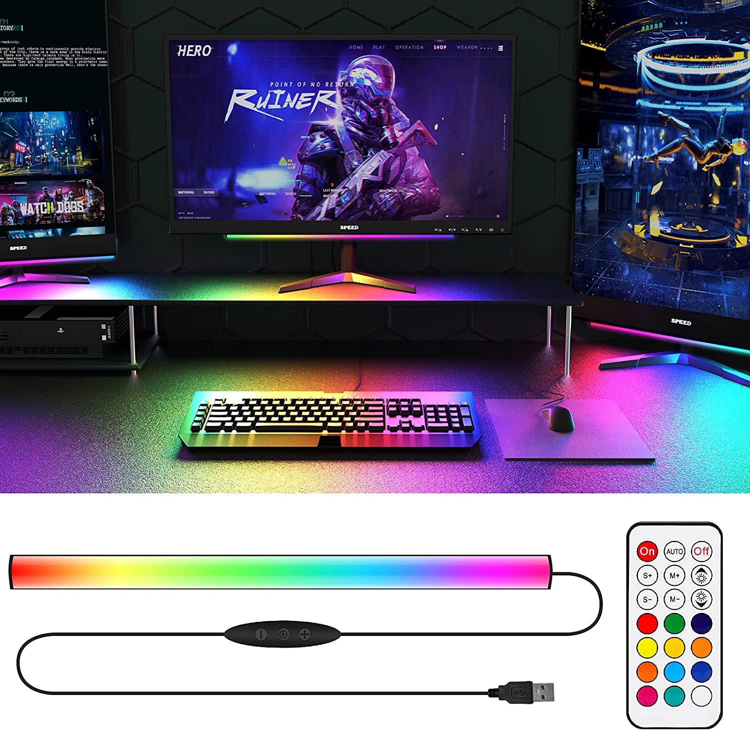Under Monitor Light Bar RGB Dr - Desk Setup Diy ulasan dan harga