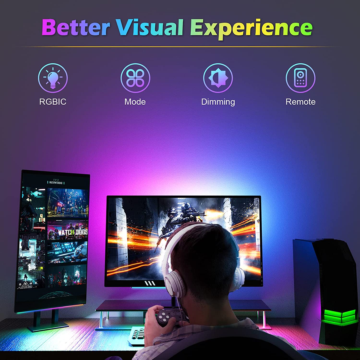 Under Monitor Light Bar RGB Dr - Desk Setup Diy ulasan dan harga